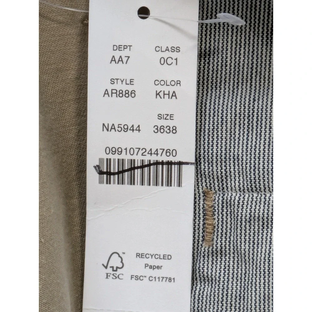 J. Crew 770 Straight Ft Stretch Chino Pants Mens 36 Unhemmed Beige NWT $89 AR886